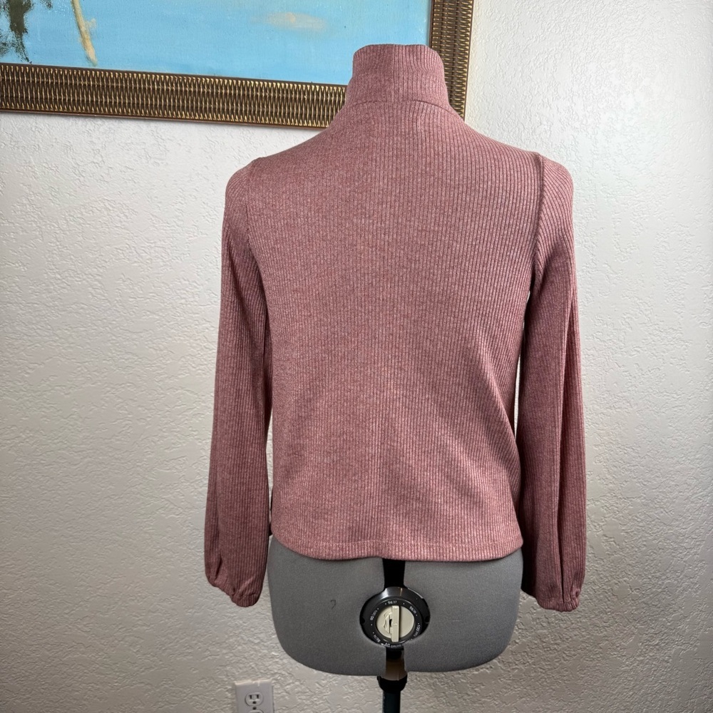 Madewell Ribbed Turtleneck Top Dusty Rose Heather Mock Neck AD107 Womens Small - Picture 6 of 8
